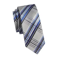 Cravate étroite avec lignes et carreaux