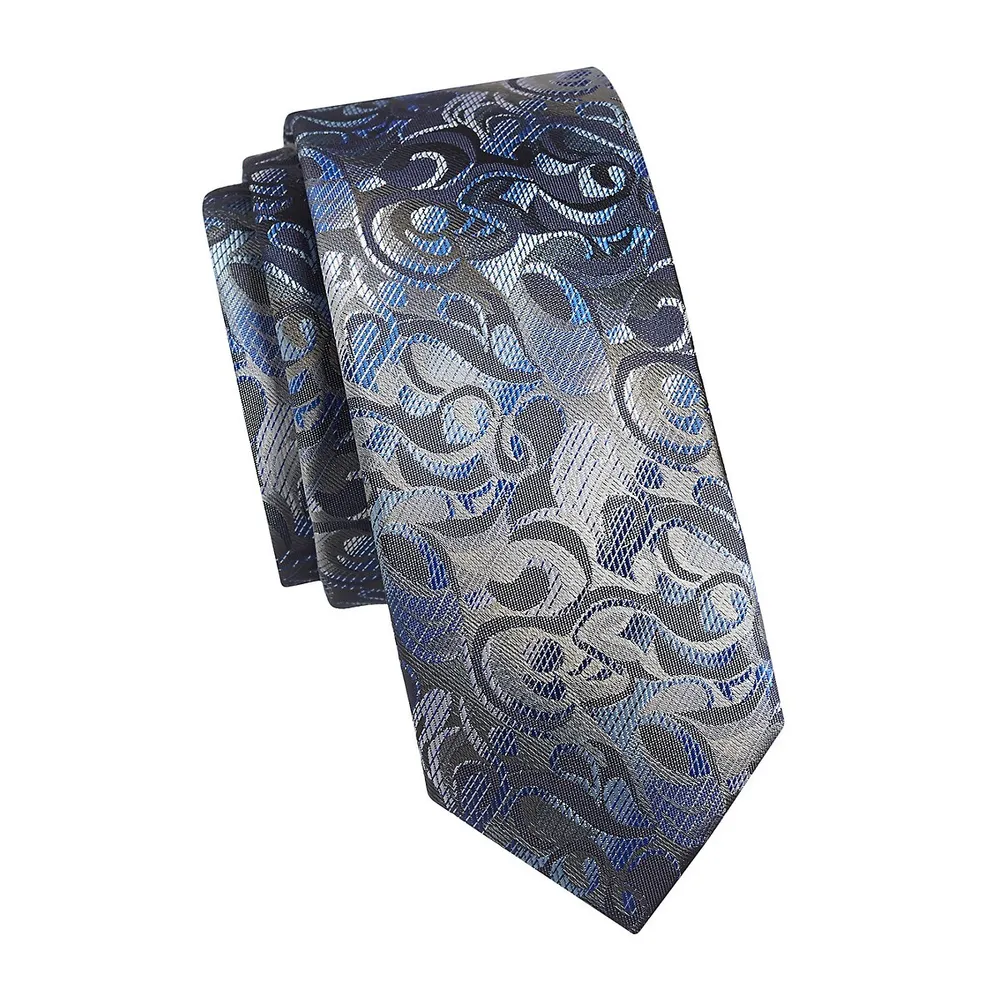 Cravate étroite à motif en filigrane abstrait