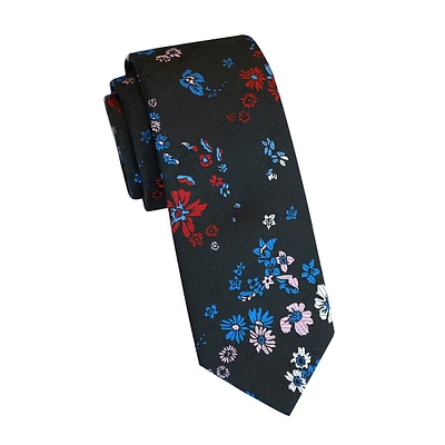 Cravate slim à fleurs