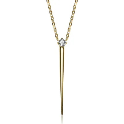 Sterling Silver 14k Yellow Gold Plated 0.10ct Lab Created Moissanite Gothic Spike Pendant Layering Necklace