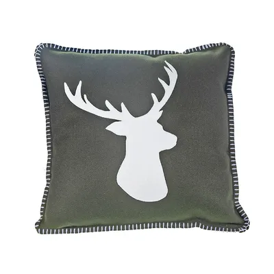 Deer Print Worsted Fabric Cushion - Set Of 2
