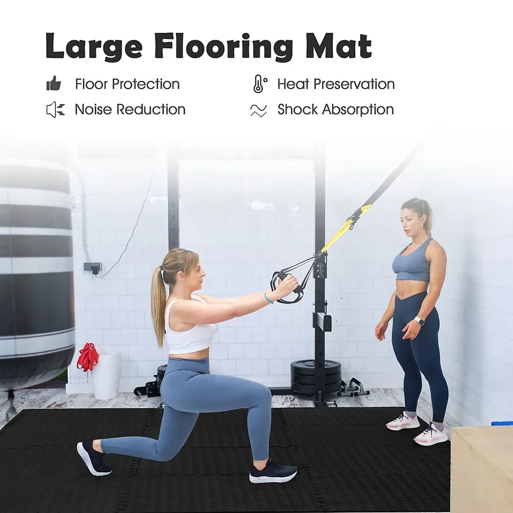 12 Gym Exercise Flooring Mats - 12 Foam Workout Floor Tiles