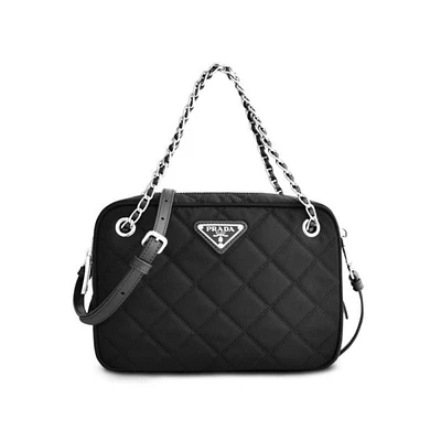 Re-edtion Nylon Quilted Black Triangle Logo Crossbody Bag