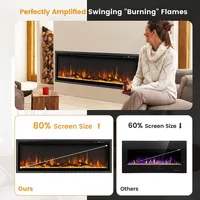 Electric Fireplace Recessed Wall Mounted Freestanding With Remote Control