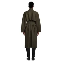 Oversized Pressed Wool Wrap Trench Coat