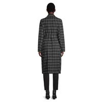 Double-Breasted Gingham Wrap Coat