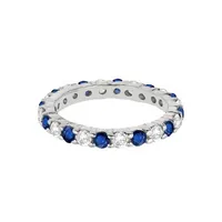 Eternity Diamond And Sapphire Ring Band 14k White Gold (2.35ct