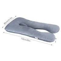 55" U-shaped Sponge Full Body Maternity Pillow With Washable Crystal Fleece Cover