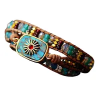 Jasper Turquoise Sun Handmade Beaded Bracelet