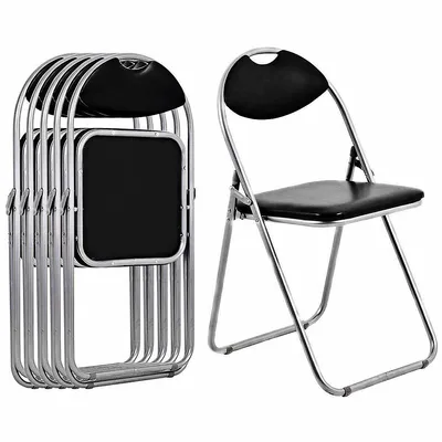 6 Pcs U Shape Folding Chairs Furniture Home Outdoor Picnic Portable Black