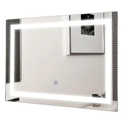 Costway Bathroom Led Mirror Wall-mounted 3-color Dimmable Touch Button Rectangle