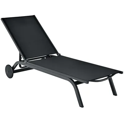 Outdoor Lounge Chair Chaise Reclining Aluminum Fabric Adjustable