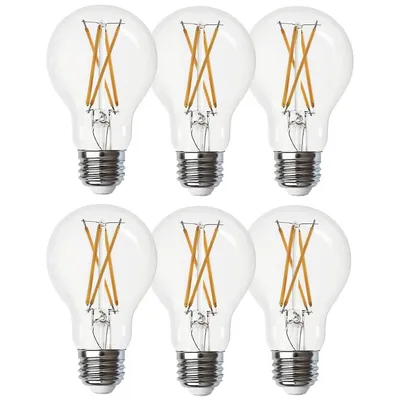 6-pack Energy Saving Led Bulbs, Dimmable, 9w, Type A