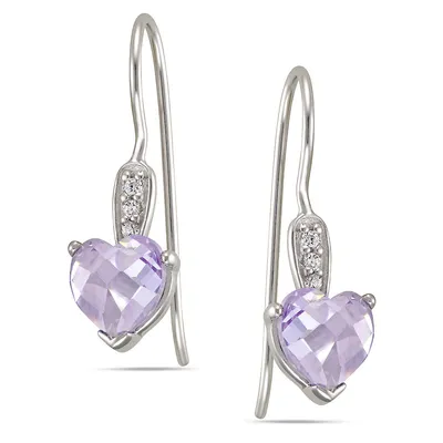 Sterling Silver Large Soft Lilac Heart On Leverback Earring