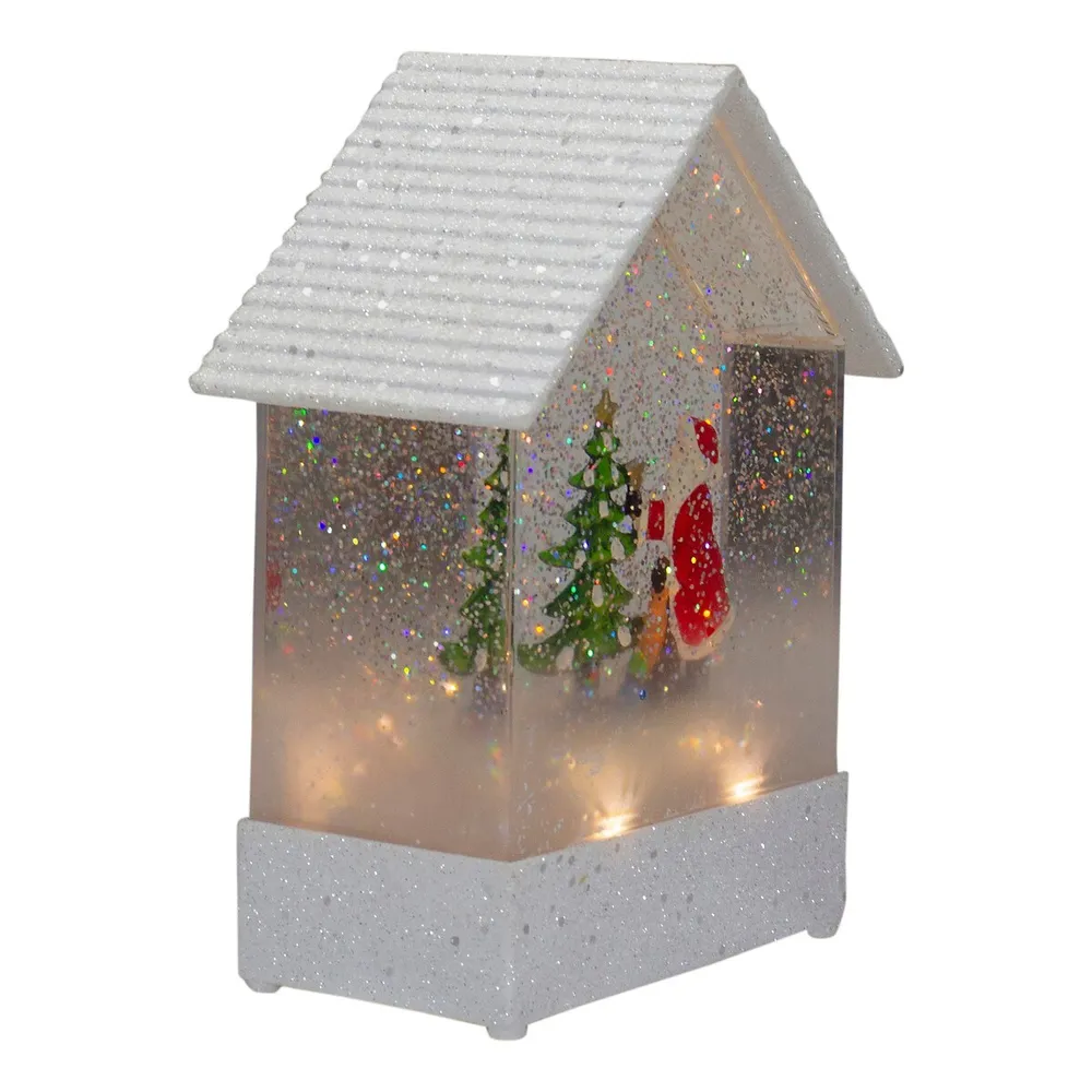 9 LED Lighted Icy Crystal Glitter Snow Globe Christmas House