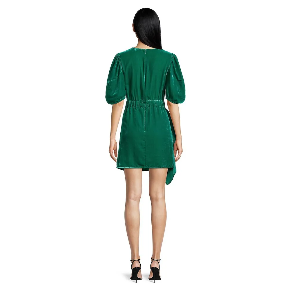 Pia Puffy Drape Velour Mini Dress