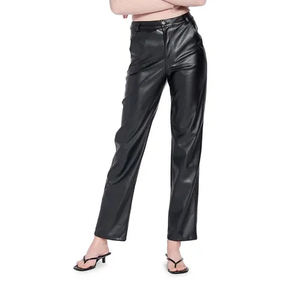 Lana Faux Leather Straight-Leg Trouser