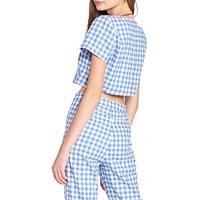 Linen Gingham Cropped Top