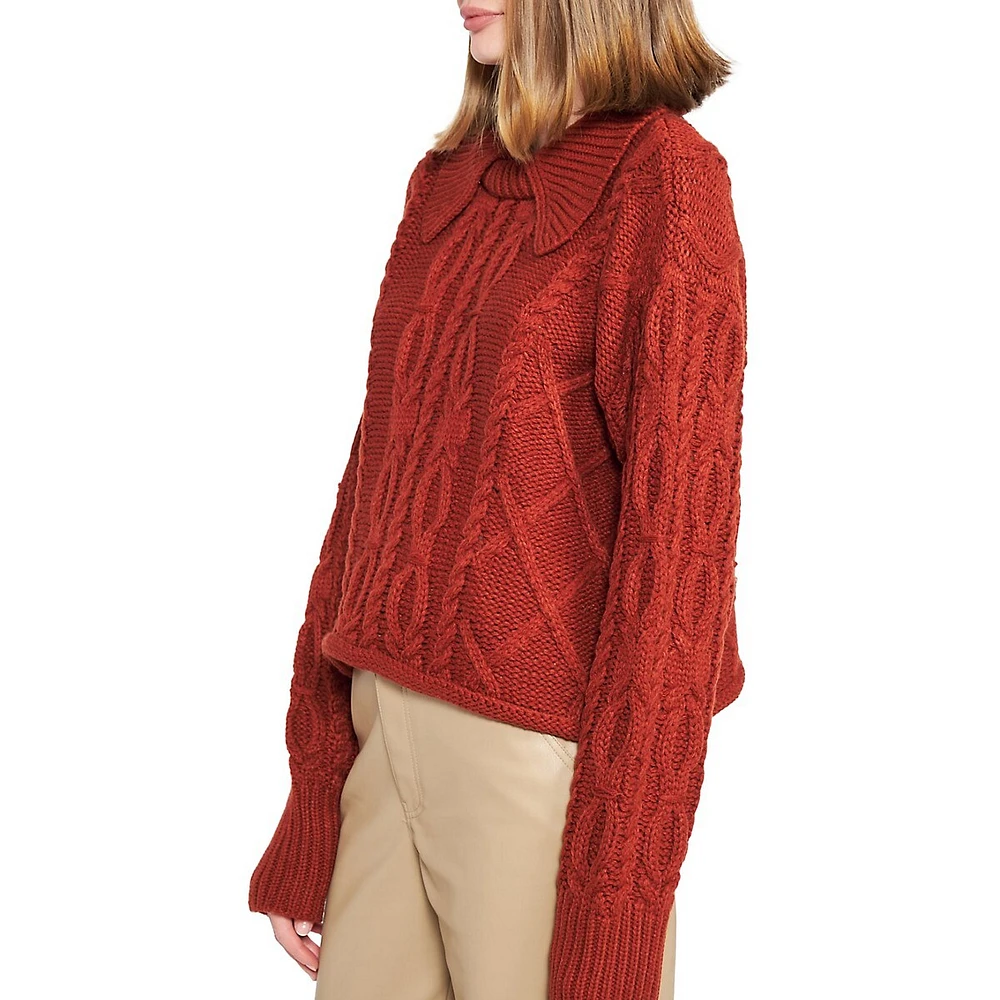 Bonrieux Cable-Knit Collared Sweater