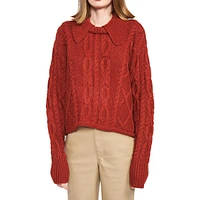 Bonrieux Cable-Knit Collared Sweater