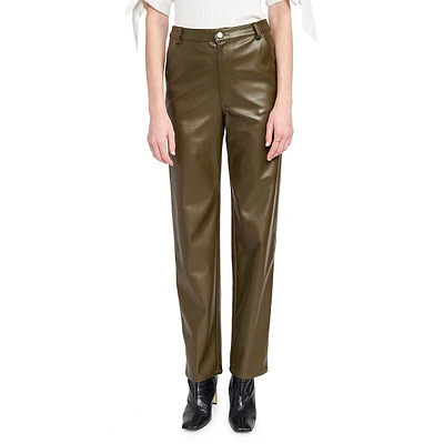 Lana Faux Leather Straight-Leg Trouser