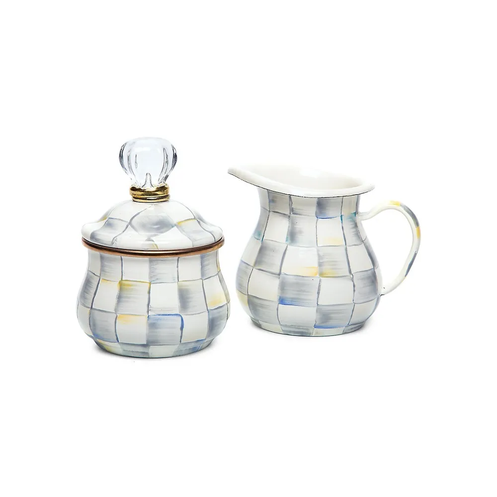 Sterling Check Enamel Creamer