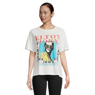 T-shirt décontracté à motif Elton John Live Concert 92