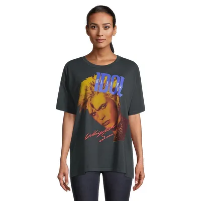 Oversized Billy Idol Whiplash Smile Graphic T-Shirt