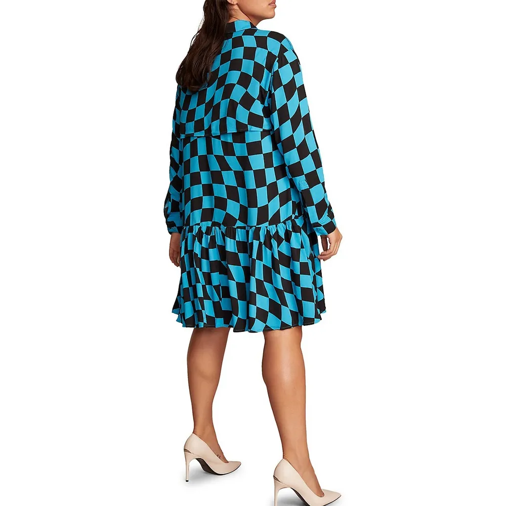 Plus Alicia Psychedelic-Print Shirtdress