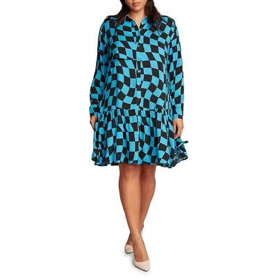 Plus Alicia Psychedelic-Print Shirtdress