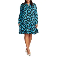 Plus Alicia Psychedelic-Print Shirtdress