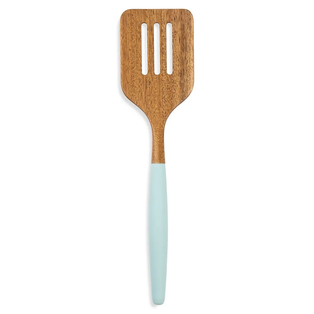 Spatule à fentes en bois d'acacia et silicone