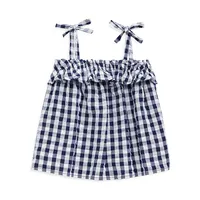 Little Girl's Sleeveless Check Ruffle Tank Top