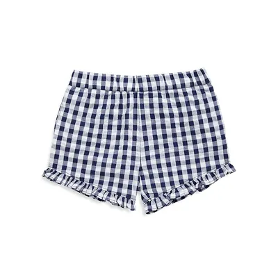 Little Girl's Pull-On Check Ruffle Shorts