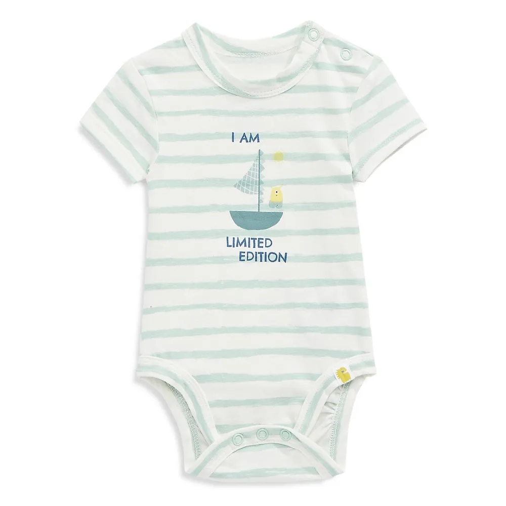 RISE LITTLE EARTHLING Baby's Stretch-Organic Cotton Nautical Stripe Bodysuit