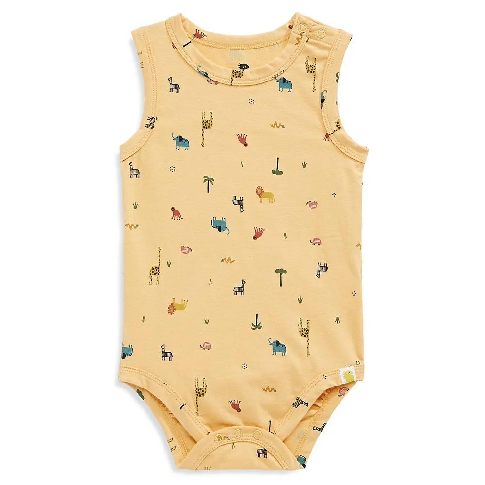 RISE LITTLE EARTHLING Baby's Stretch-Organic Cotton Tank-Style Animal-Print  Bodysuit