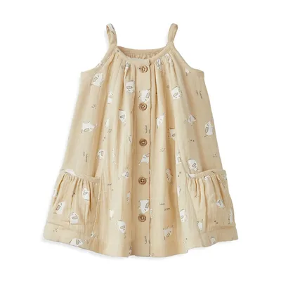 Baby Girl's Spaghetti Strap Button-Front Pocket Dress