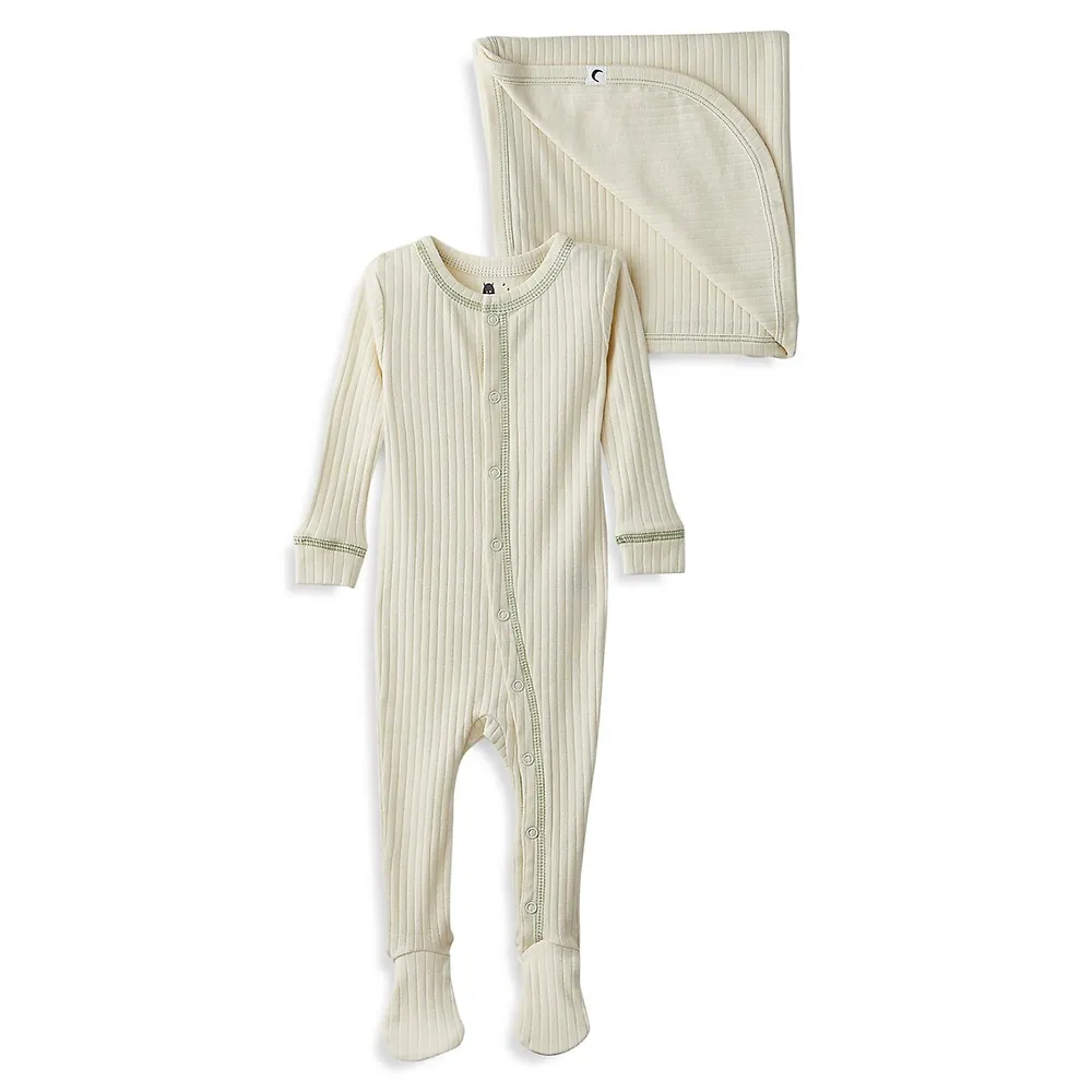 Baby's Dream Footed Rib Sleeper and Blanket Set