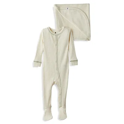 Baby's Dream Footed Rib Sleeper and Blanket Set