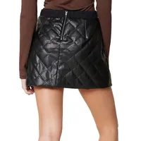 Bring On The Night Faux Leather Quilted Mini Skirt