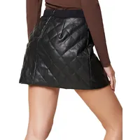 Bring On The Night Faux Leather Quilted Mini Skirt