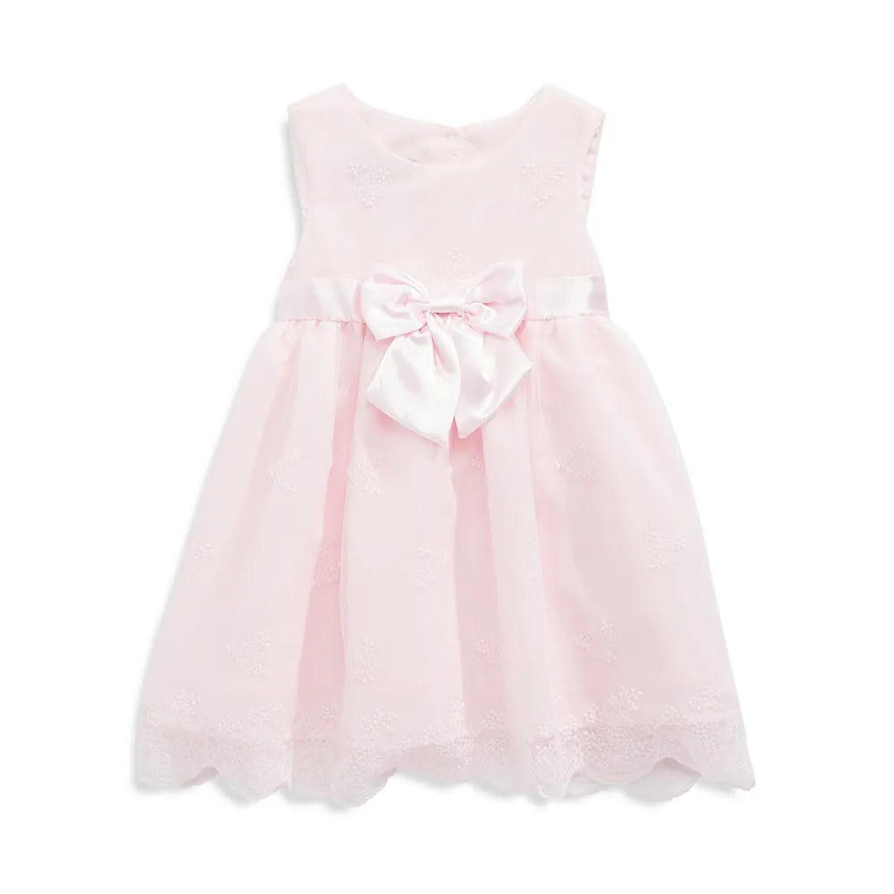 Robe sans manches avec nœud brodé pour bébé fille