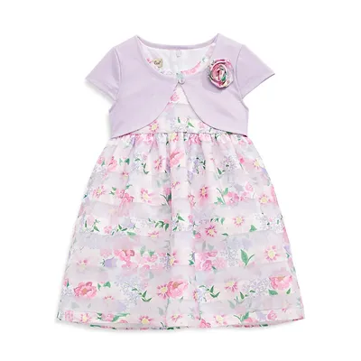 Baby Girl's 2-Piece Cardigan & Floral Dress Set
