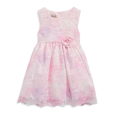 Little Girl's Tie-Dye Lace Sleeveless A-Line Dress
