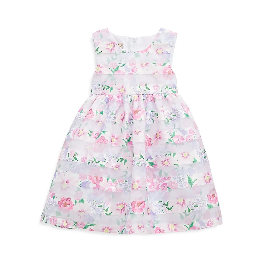 Little Girl's 2-Piece Cardigan & Floral Dress Set