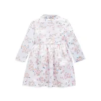 Little Girl's 2-Piece Sleeveless Dress & Floral Coat Set