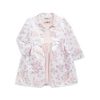 Little Girl's 2-Piece Sleeveless Dress & Floral Coat Set