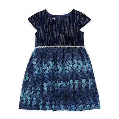 Little Girl's Sparkling Rosette Skirt Dress