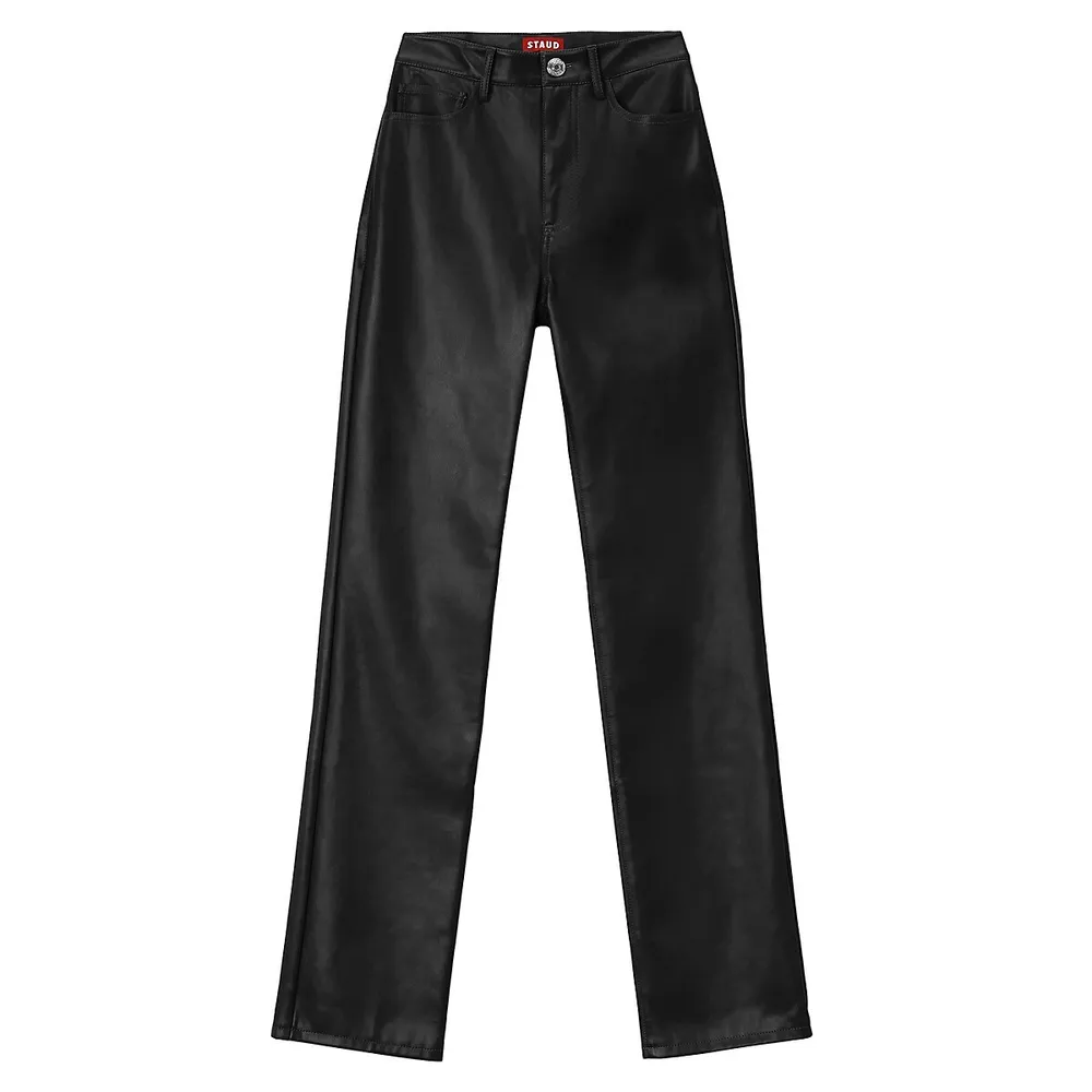 Straight-Leg High-Rise Faux Leather Pants