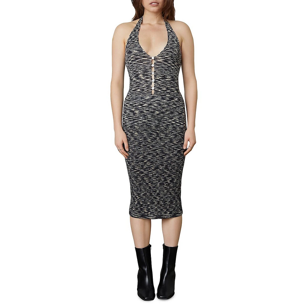 Maja Cutout Rib-Knit Midi Dress